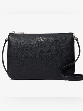 kate spade Black Pebbled Leather Crossbody with Gold-Tone Hardware